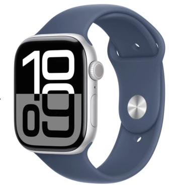 APPLE Watch Series 10 42mm Strieborný hliník s denimovým športovým remienkom M/L