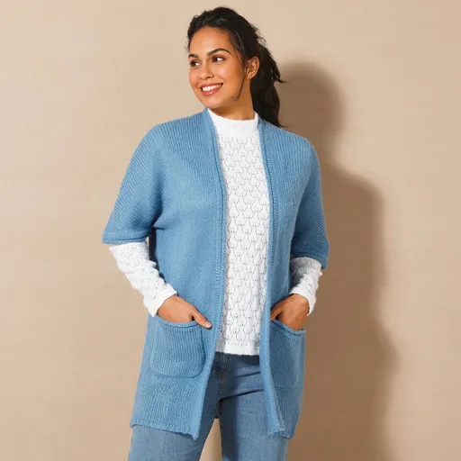 Dlhý kardigan s rukávmi po lakte