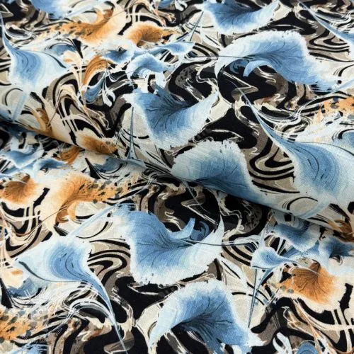 Viskóza s ľanom Paint chaos design A digital print