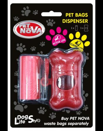 PET NOVA Dispenser + rola pungi excremente 20 buc, rosu