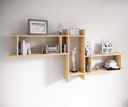 VCM 3dílná nástěnná police Sirola Maxi, dub medový