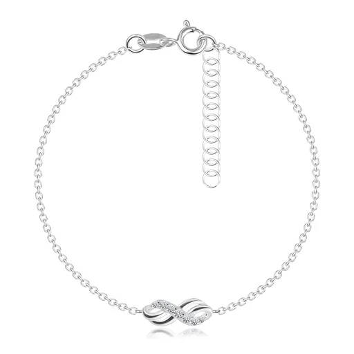 Náramok v striebre 925 - dvojitý symbol nekonečna so zirkónovou líniou