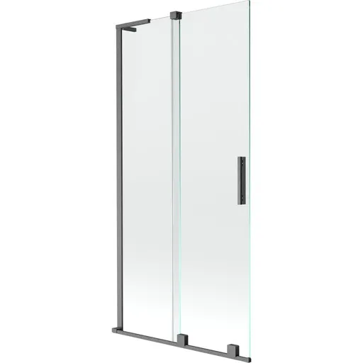 MEXEN/S - Velar L dvojkrídlová posuvná vaňová zástena 90 x 150, transparent, grafit kartáčovaná 896-090-003-01-66