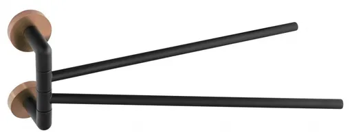 SAPHO - LARISSA dvojitý držiak uterákov otočný 350, čierna/meď mat WS021BC