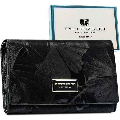 Dámska čierna kožená peňaženka s RFID ochranou a množstvom priehradiek