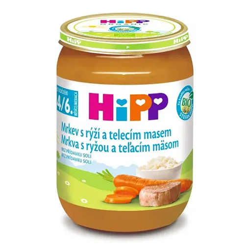 HIPP Mrkva s ryžou a teľacím mäsom BIO 190 g