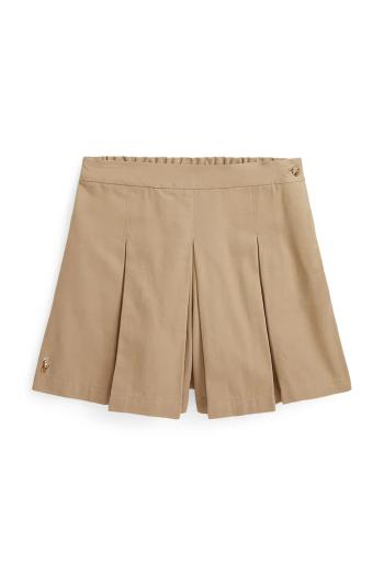 Dievčenská bavlnená sukňa Polo Ralph Lauren béžová farba, mini, áčkový strih, 313978266002