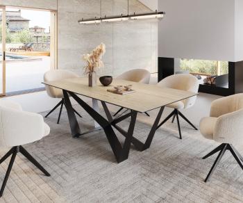 Jedálenský stôl Edge 200x100 keramický travertín prírodný krížová