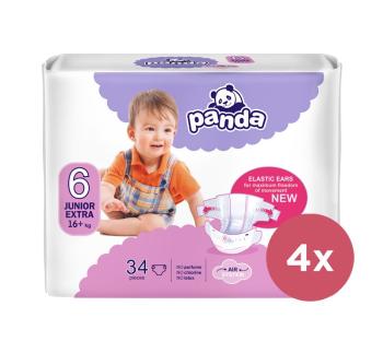 4x BELLA PANDA Plienky jednorazové 6 Junior extra (16 kg+) 34 ks