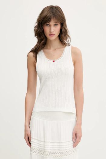 Bavlnený top Tommy Jeans biela farba, DW0DW20619