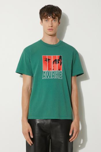 Bavlnené tričko Awake NY Vegas T Shirt pánske, zelená farba, s potlačou, SP24-TS006