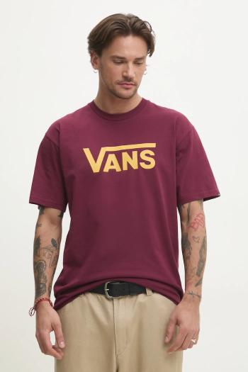 Bavlnené tričko Vans pánske, bordová farba, s potlačou, VN000GGGEAY1