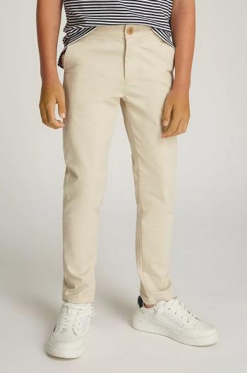 Detské nohavice Tommy Hilfiger béžová farba, jednofarebné, KB0KB09435