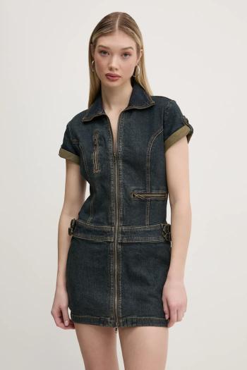 Rifľové šaty Guess Originals tmavomodrá farba, mini, priliehavé, W5RG68 D4ON1