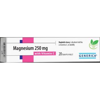 GENERICA Magnesium citrát 250 mg s vitamínom C 20 šumivých tabliet, poškodený obal