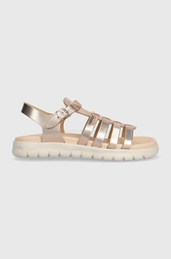 Detské kožené sandále Geox SANDAL SOLEIMA zlatá farba