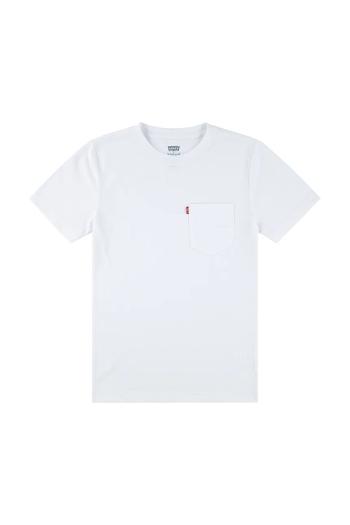 Detské bavlnené tričko Levi's SUNSET POCKET TEE biela farba, jednofarebné, 9EM359