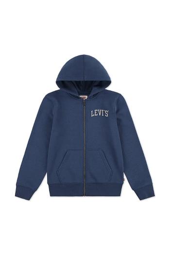 Detská mikina Levi's LEGENDARY FULL ZIP HOODIE tmavomodrá farba, s kapucňou, s potlačou, 9EN722