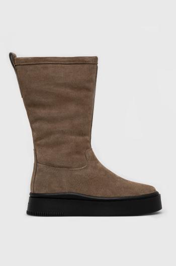 Semišové topánky Vagabond Shoemakers Stacy dámske, béžová farba, na platforme, zateplené