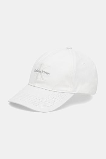 Bavlnená šiltovka Calvin Klein biela farba, s nášivkou, LV04K5026G