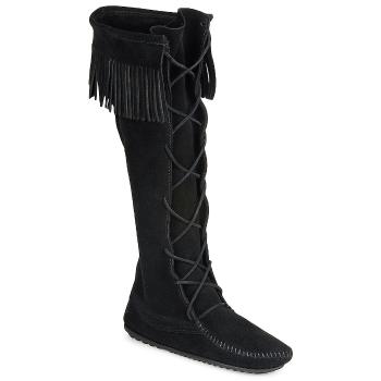 Minnetonka  FRONT LACE HARDSOLE KNEE HI BOOT  Čižmy do mesta Čierna