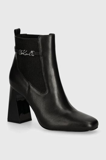 Kožené členkové topánky Karl Lagerfeld ASTRA NOVA dámske, čierna farba, na podpätku, KL33160