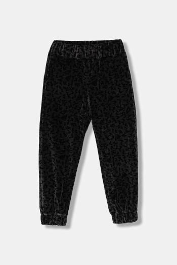 Detské velúrové tepláky EA7 Emporio Armani čierna farba, vzorované, 7G000116 AF15937