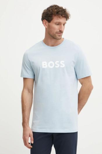 Bavlnené tričko BOSS pánske, biela farba, s potlačou, 50503276