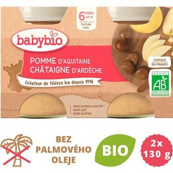 BABYBIO, Jablko s gaštanovým pyré, 2× 130 g (3288131510941)