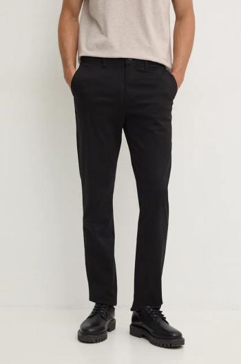 Nohavice Tommy Hilfiger pánske, čierna farba, strih chinos, MW0MW37873