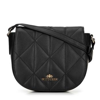 Dámska kabelka typu saddle bag z prešívanej kože čierna 99-4E-025-1