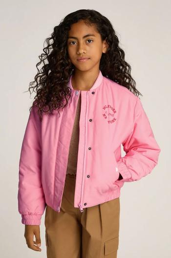 Detská bunda bomber Tommy Hilfiger ružová farba, KG0KG08312
