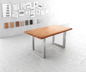 Jedálenský stôl Edge 160x90cm XL Acacia prírodná nerezová oceľ široký