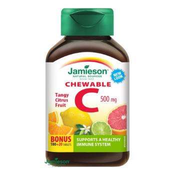 Jamieson Vitamín C 500 mg tablety na cmúľanie s príchuťou citrusového ovocia 100 + 20 tbl ZDARMA