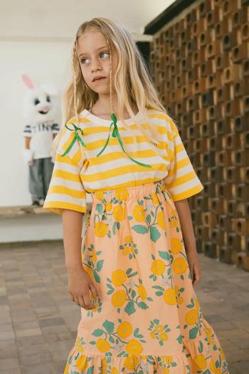 Detské bavlnené tričko Tinycottons STRIPES TEE žltá farba, vzorované, SS25-111
