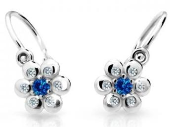 Cutie Jewellery Kytičkové detské náušnice z bieleho zlata C2247-10-X-2 modrá