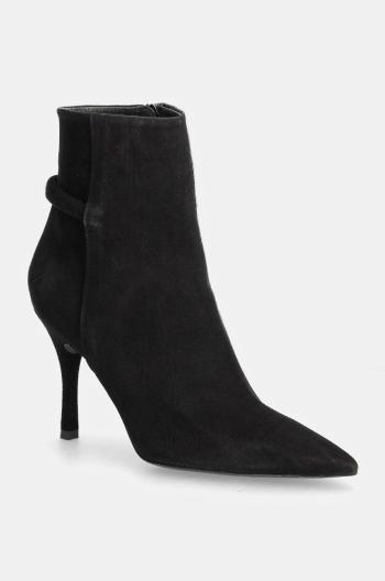 Semišové topánky Furla Core Ankle Boot dámske, čierna farba, na vysokom podpätku, YG61FCD C10000 O6000