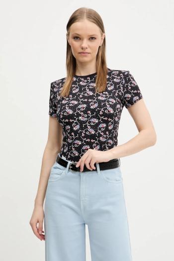 Tričko Tommy Jeans dámske, čierna farba, DW0DW20625