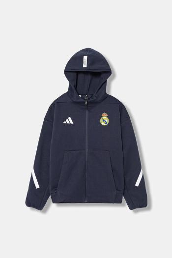 Detská mikina adidas Performance REAL MADRID tmavomodrá farba, s kapucňou, s potlačou, KC3737