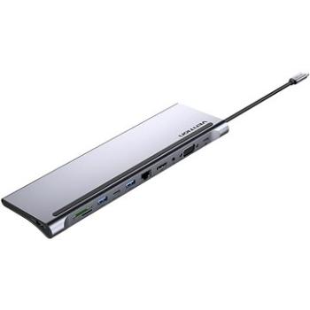 Vention USB-C to HDMI/VGA/USB-C Gén 1/2* USB 3.0/USB/RJ45/SD/TF/TRRS 3.5 mm Jack/PD (THTHC)