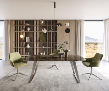 Jedálenský stôl Edge ovál 200x100 keramický Laminam® Emperador Extra
