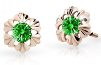 Cutie Jewellery Detské náušnice z ružového zlata C2213-30-X-4 zelená