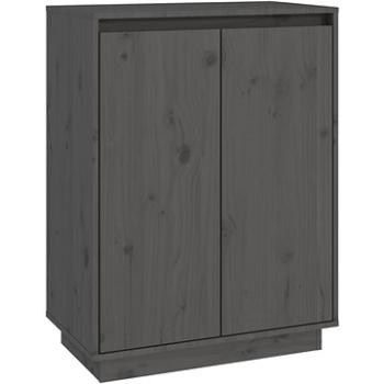 Skrinka na topánky sivá 60 × 35 × 80 cm masívne borovicové drevo, 813532