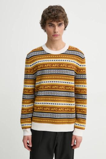 Vlnený sveter A.P.C. pull malcom pánsky, hnedá farba, WVBDS.H23372