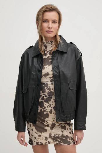 Bunda Answear.LAB dámska, čierna farba, prechodná, oversize