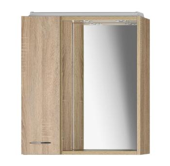 AQUALINE - ZOJA/KERAMIA FRESH galérka s LED osvetlením 60x60x14cm, ľavá, dub platin 45027