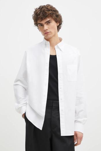 Bavlnená košeľa Filippa K pánska, biela farba, slim, s golierom button-down, 31255