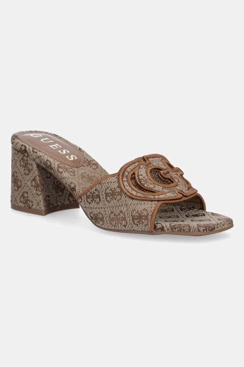 Šľapky Guess GALSEE dámske, hnedá farba, na podpätku, FLJGEE FAL03