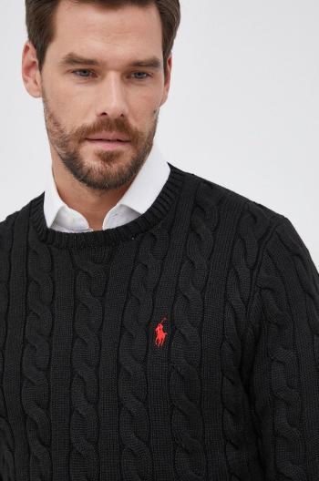 Bavlnený sveter Polo Ralph Lauren pánsky,čierna farba,teplý,710775885012