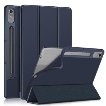 LEATHER Zaklápací kryt pre Lenovo Tab P12 tmavomodrý